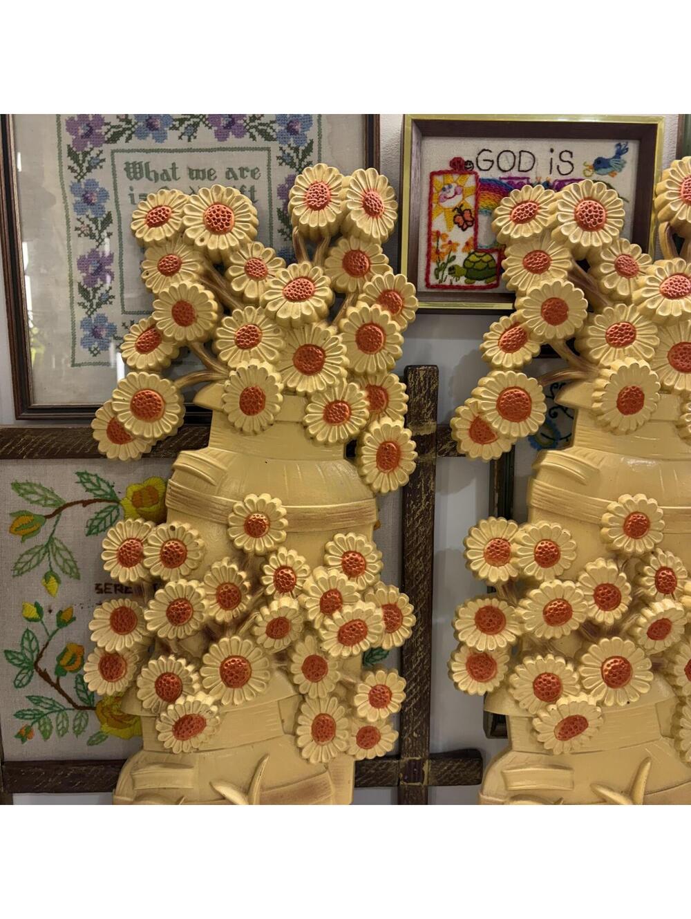 Floral 3d wall art vintage 70s - Picture 5 of 6